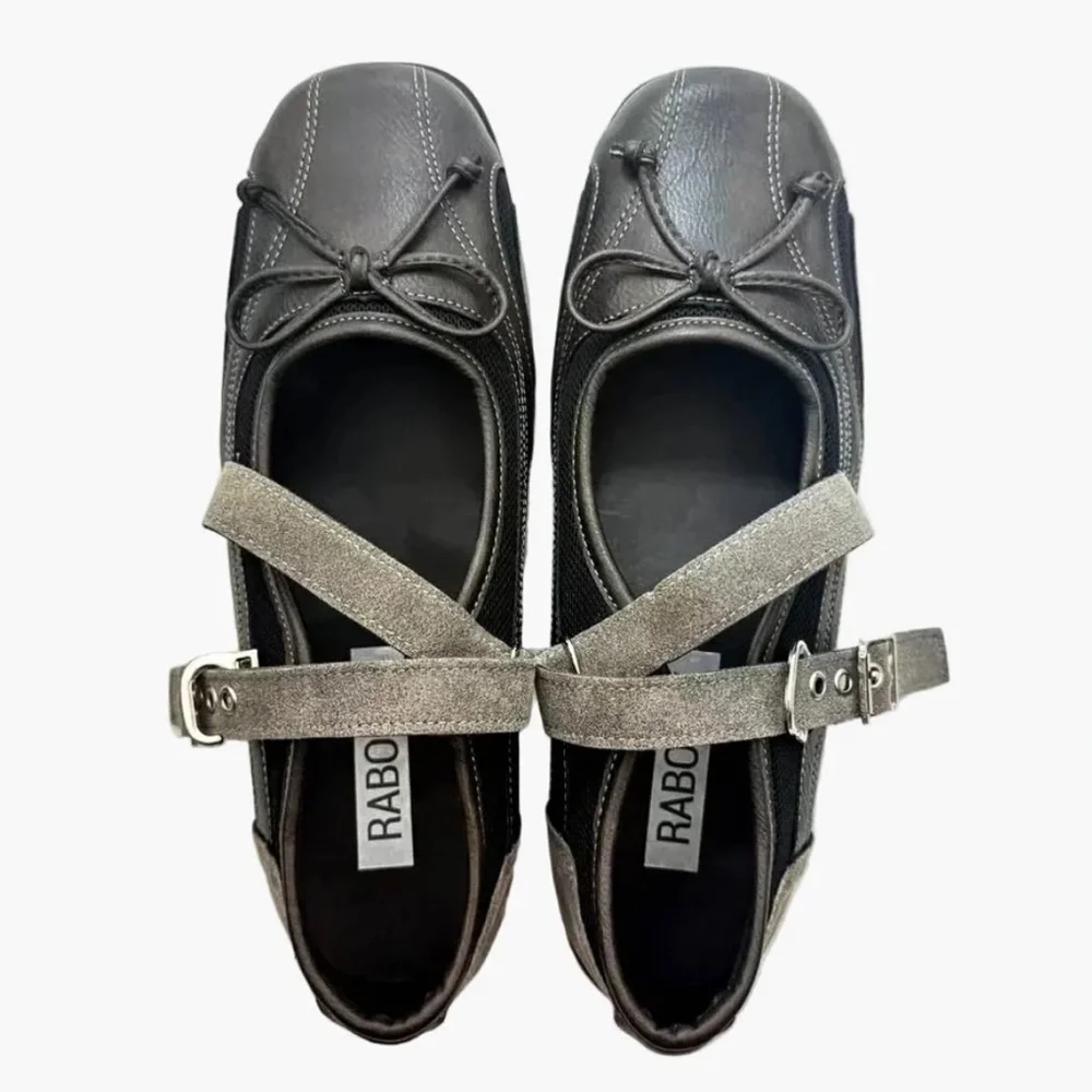 Raboesy Adjustable Cross Straps Ballet Sneakers